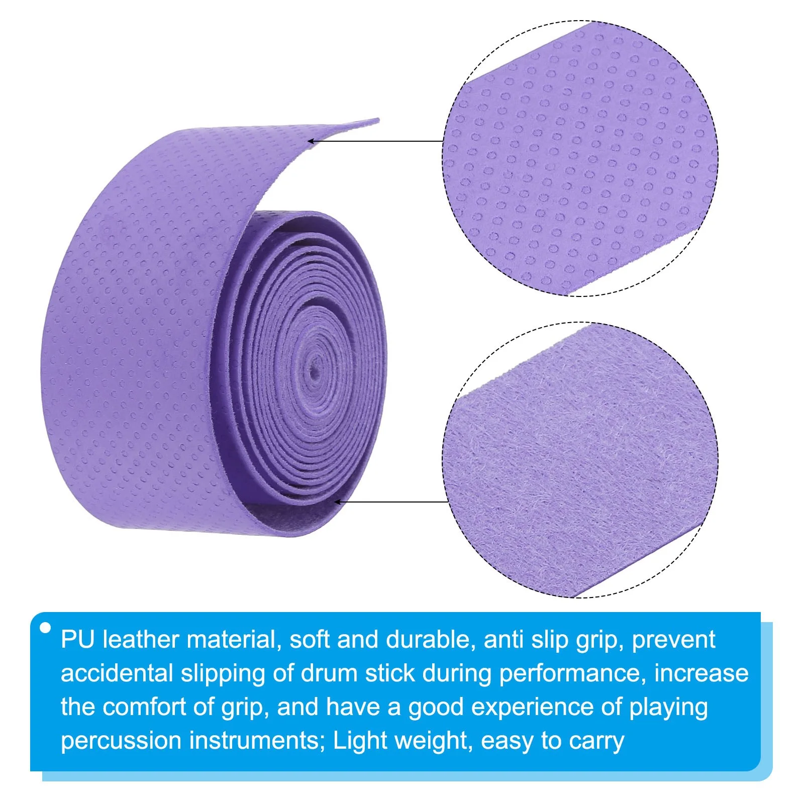 Drum Stick Tape Drumstick Grips Drumstick Wrap Anti Slip 6pcs 1" 3.3ft Purple, image 4