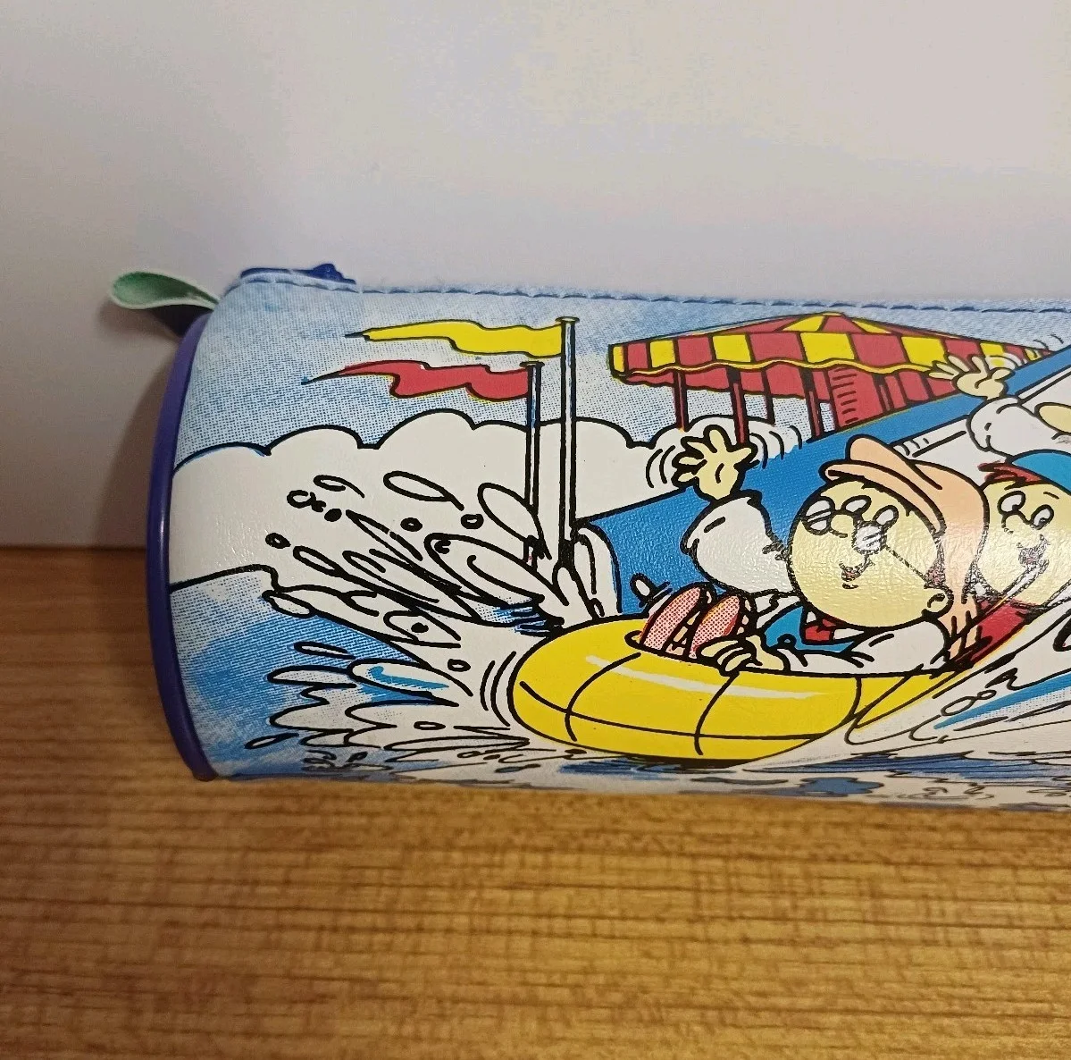 Vintage Tetley Tea Folk Pencil Case 1990s Retro Blue Barrel Stationery Promo, изображение 3