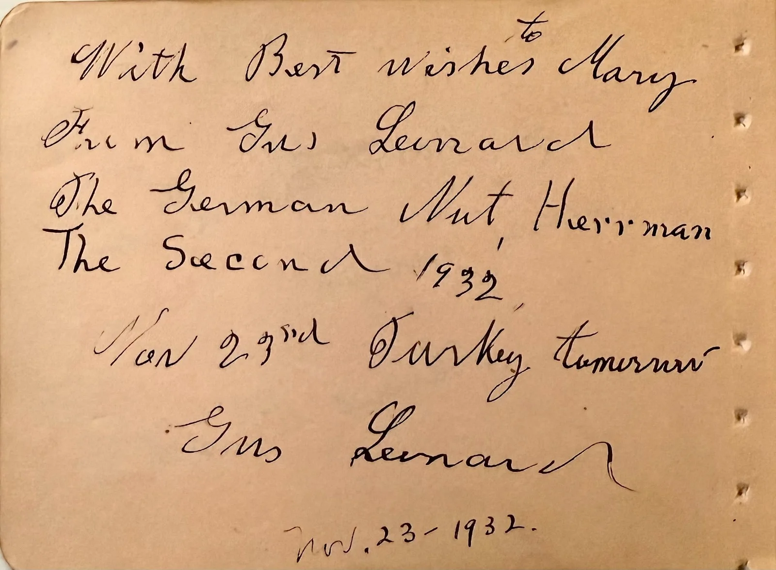 Heinie Conklin, Gus Lenard — HEINIE CONKLIN & GUS LENARD Dual Signed Autograph 4"x 5" ALBUM PAGE KEYSTONE KOP, изображение 2