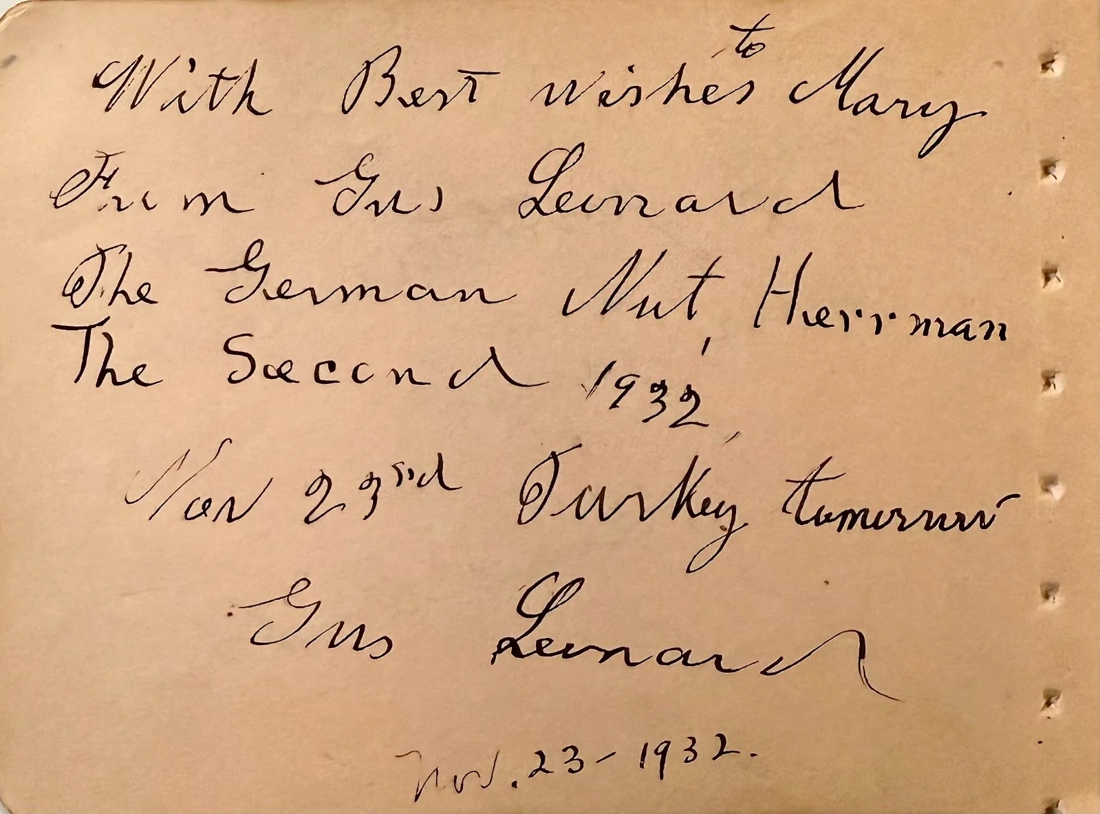 Heinie Conklin, Gus Lenard — HEINIE CONKLIN & GUS LENARD Dual Signed Autograph 4"x 5" ALBUM PAGE KEYSTONE KOP, изображение 4