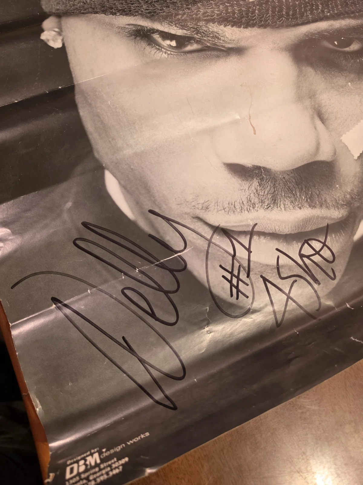 VTG 2002 26" X 18" SIGNED NELLY POSTER "#1 4SHO" DM DESIGN WORKS TEAM LUNATICS, изображение 2