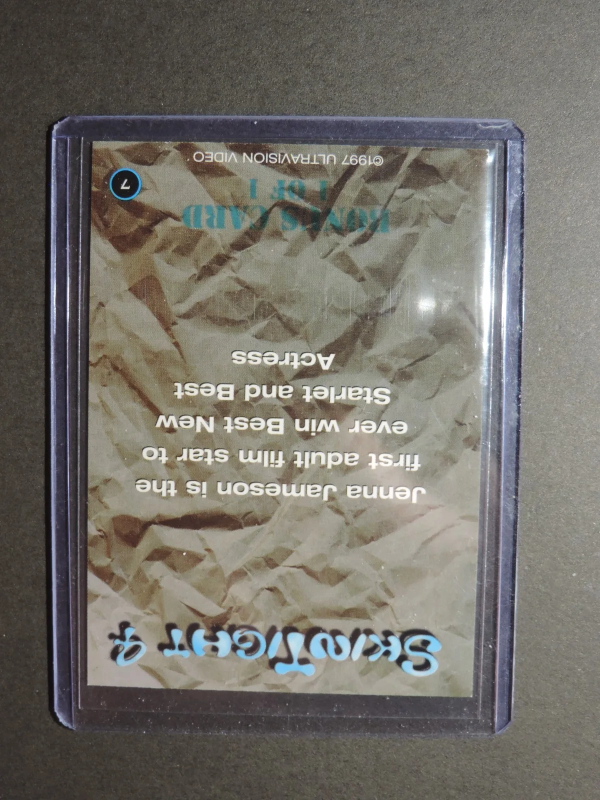 Jenna Jameson — Jenna Jameson Autographed Trading Card. "Skin Tight" Promo Card No 7 MINT, image 3
