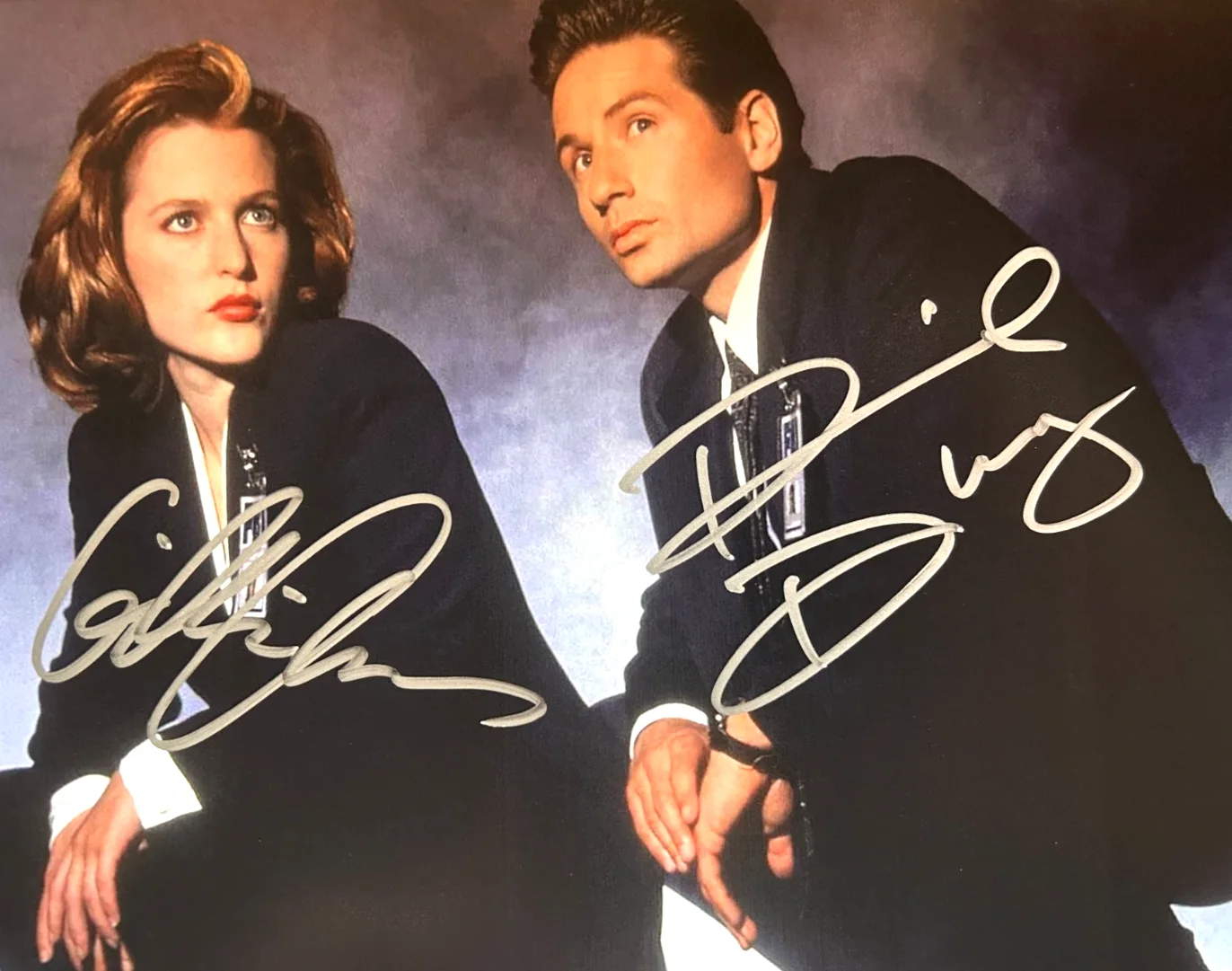 David Duchovny, Gillian Anderson — X-FILES Signed 8x10 (Mulder & Scully) Authentic Original Autograph GENUINE w/COA