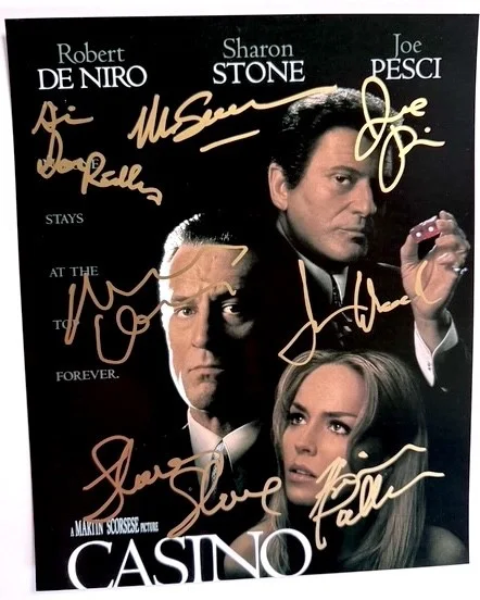 Cast — CASINO photo signed by ROBERT DENIRO SHARON STONE JOE PESCI MARTIN SCORSESE