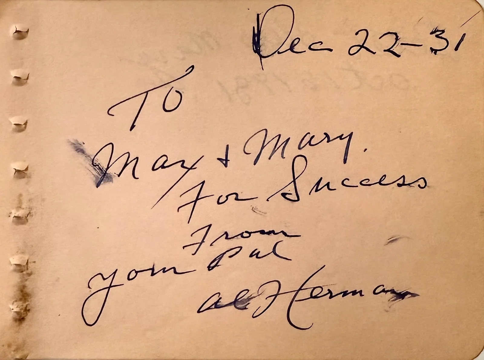 Al Herman — AL HERMAN Signed Autographed 4"x 5" ALBUM PAGE Vaudevillian Performer ACTOR, изображение 3