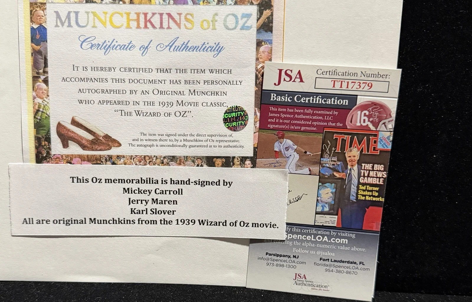 Munchkins — Wizard Of Oz 3 Munchkins Autographed 8x10 great photo OZ COA & JSA Certified, image 3
