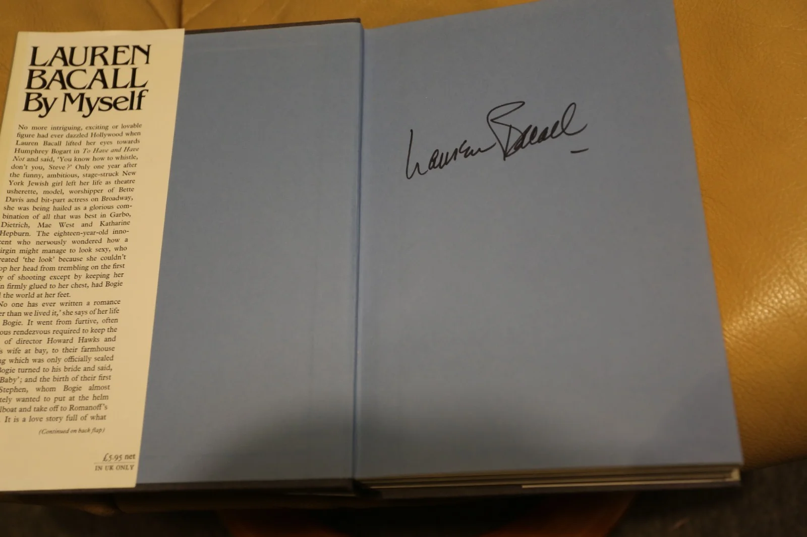 AUTOGRAPH LAUREN BACALL HAND SIGNED 1st EDITION BY MYSELF HARD BACK BOOK, image 3