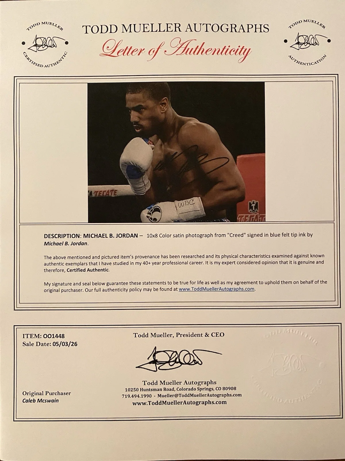 Michael B Jordan — Michael B Jordan Signed Autographed Photo With COA Creed, image 4