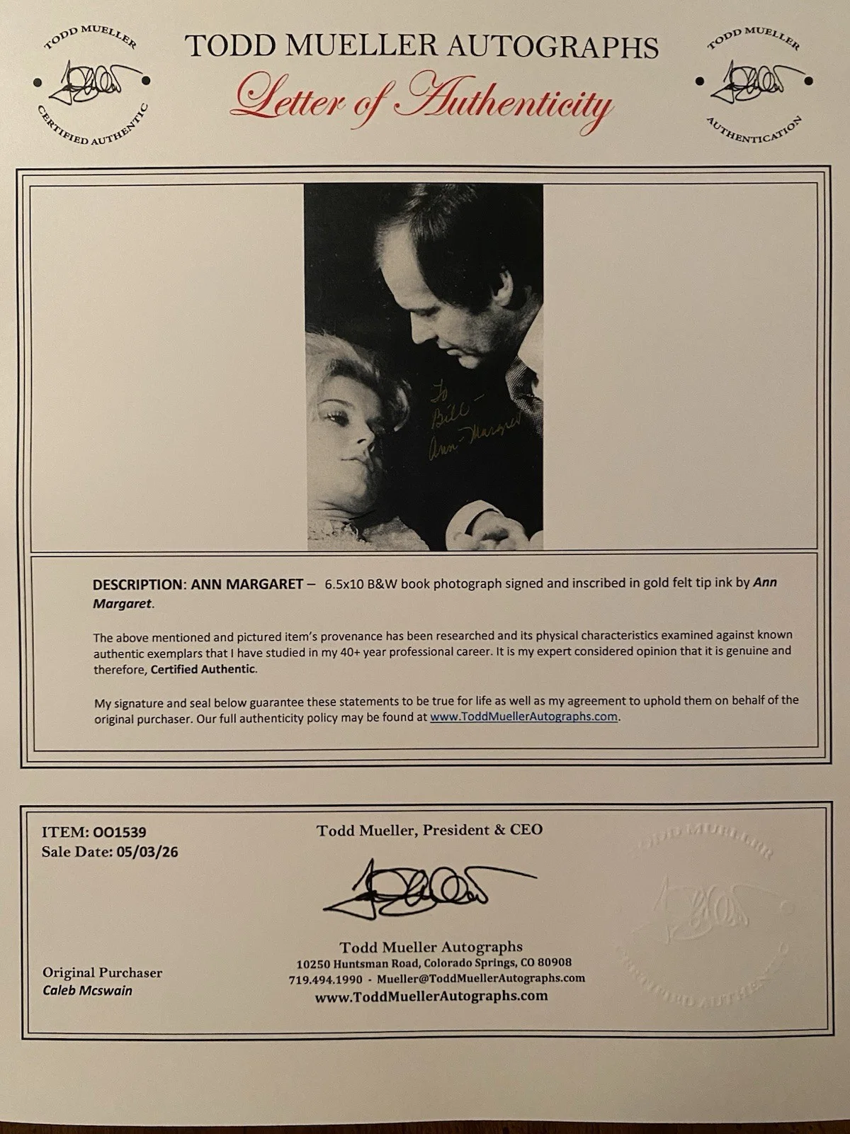 Ann Margret — Ann Margret Signed Autographed Photo With COA Carnal Knowledge w/ Jack Nicholson, image 4