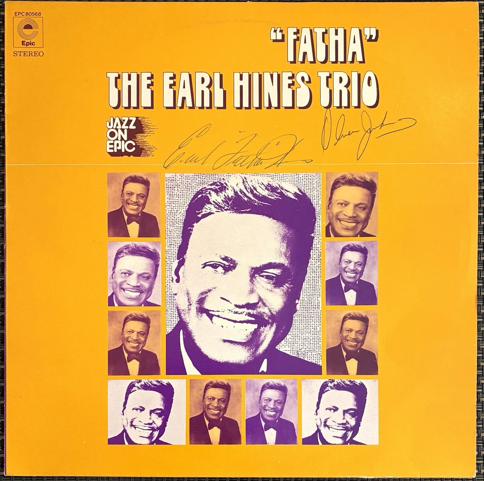Earl Hines & Oliver Jackson Signed "Fatha" Vinyl Record LP Jacket, изображение 2