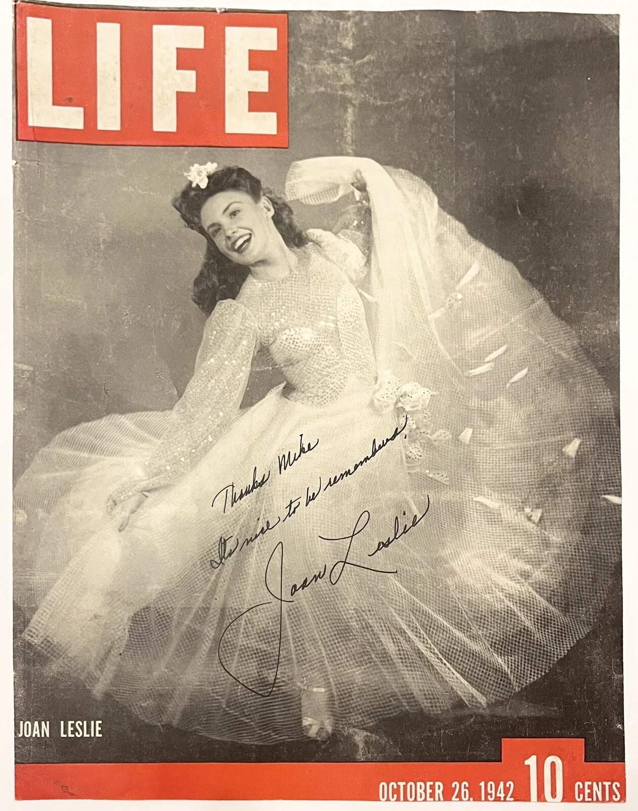 Joan Leslie — Joan Leslie Signed 1942 Life Magazine Cover Autographed Actress Sergeant York