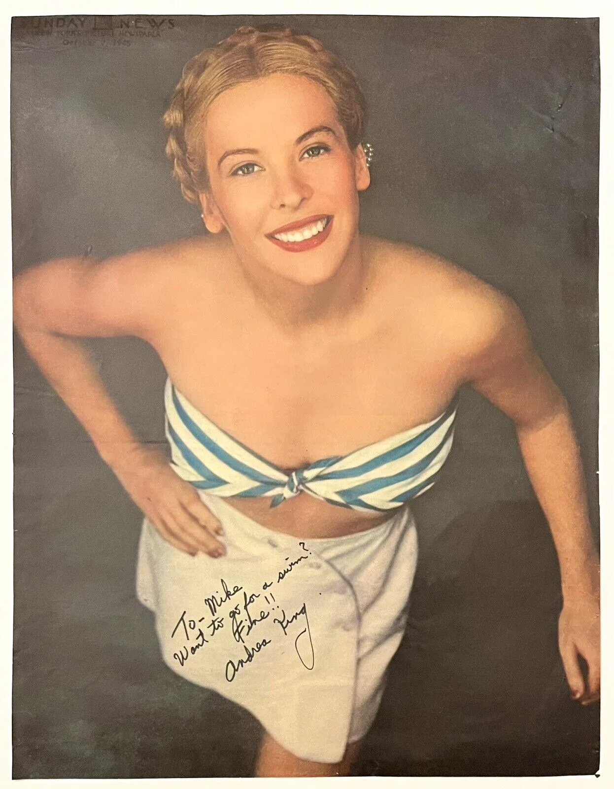 Andrea King — Andrea King Signed 9.5x12 Magazine Photo Nice Inscription Actress Autographed