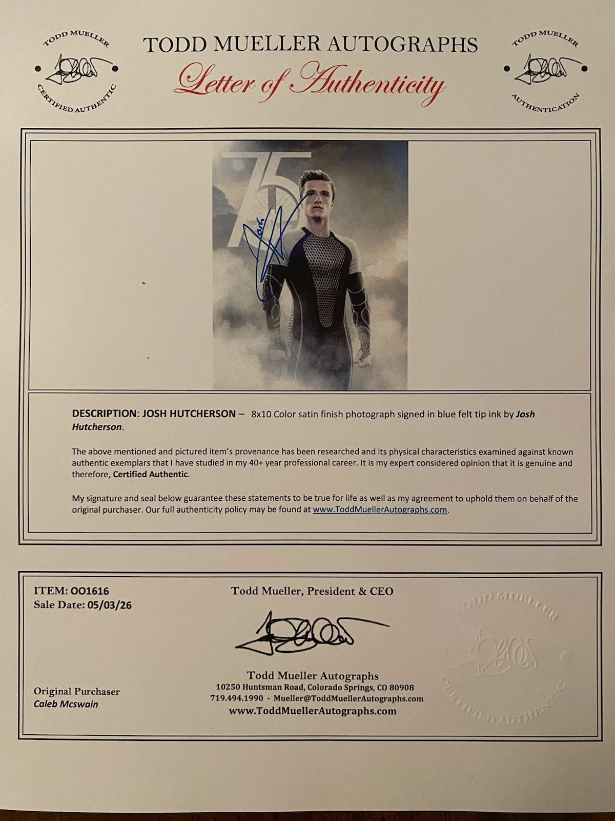 Josh Hutcherson — Josh Hutcherson Signed Autographed 8x10 Photo With COA The Hunger Games, image 5
