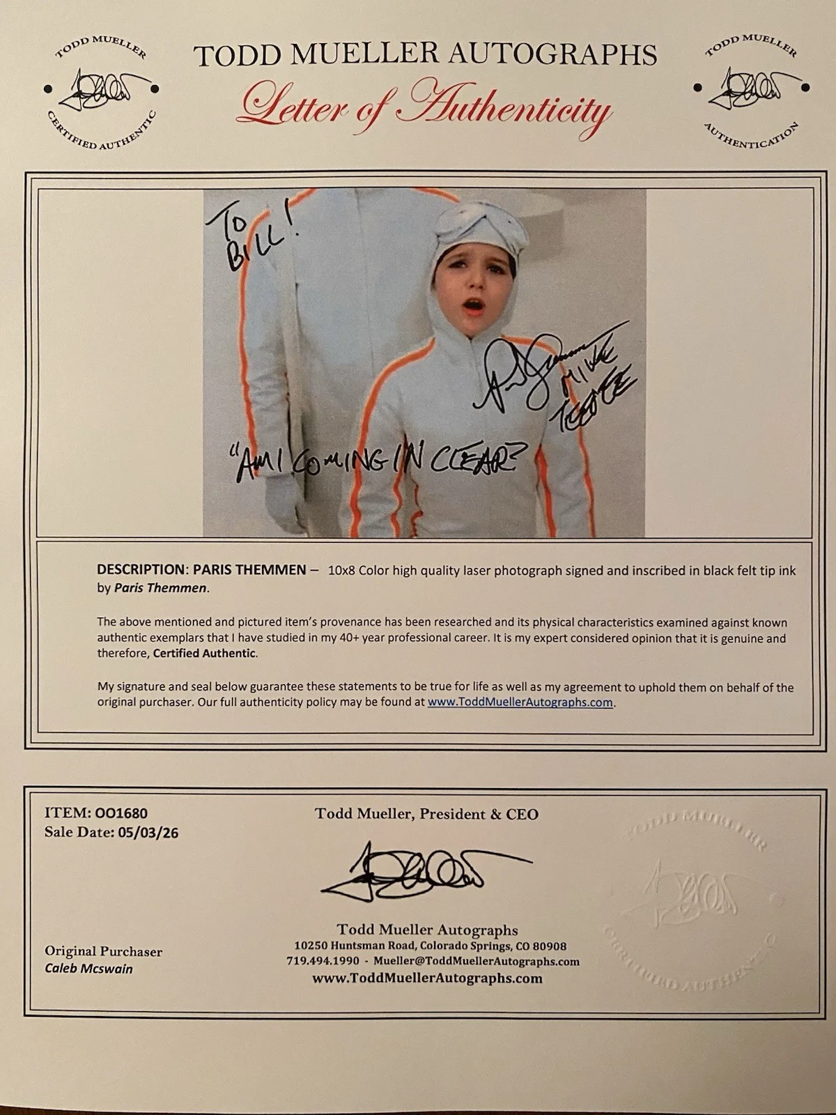 Paris Themmen — Paris Themmen Signed Autographed Photo Quote With COA Willy Wonka Mike Teevee, изображение 5