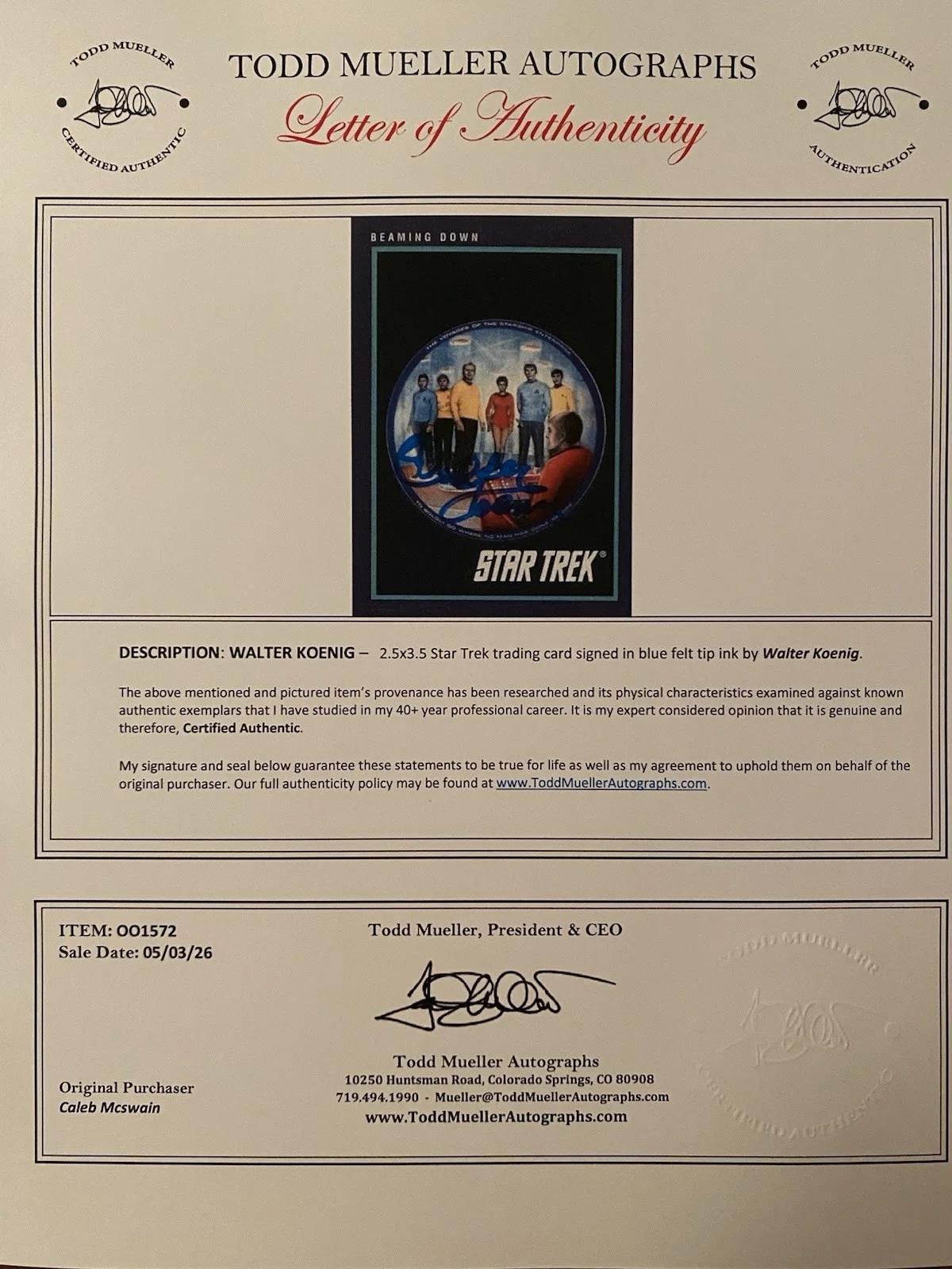 Walter Koenig — Walter Koenig Signed Autographed Star Trek Trading Card With COA Chekov TOS, изображение 5