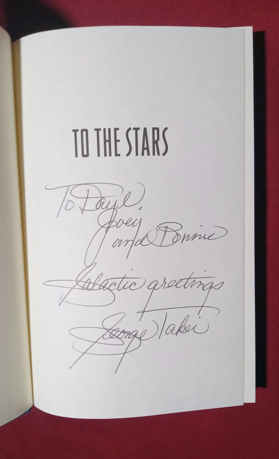 SIGNED W/ INSCRIPTION GEORGE TAKEI TO THE STARS 1ST/1ST BOOK STAR TREK MR SULU, изображение 2