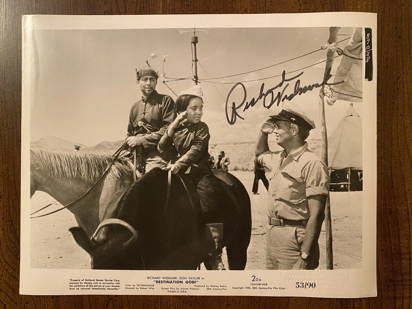 Richard Widmark — Richard Widmark Signed Autographed 10x8 Photo With COA Destination Gobi