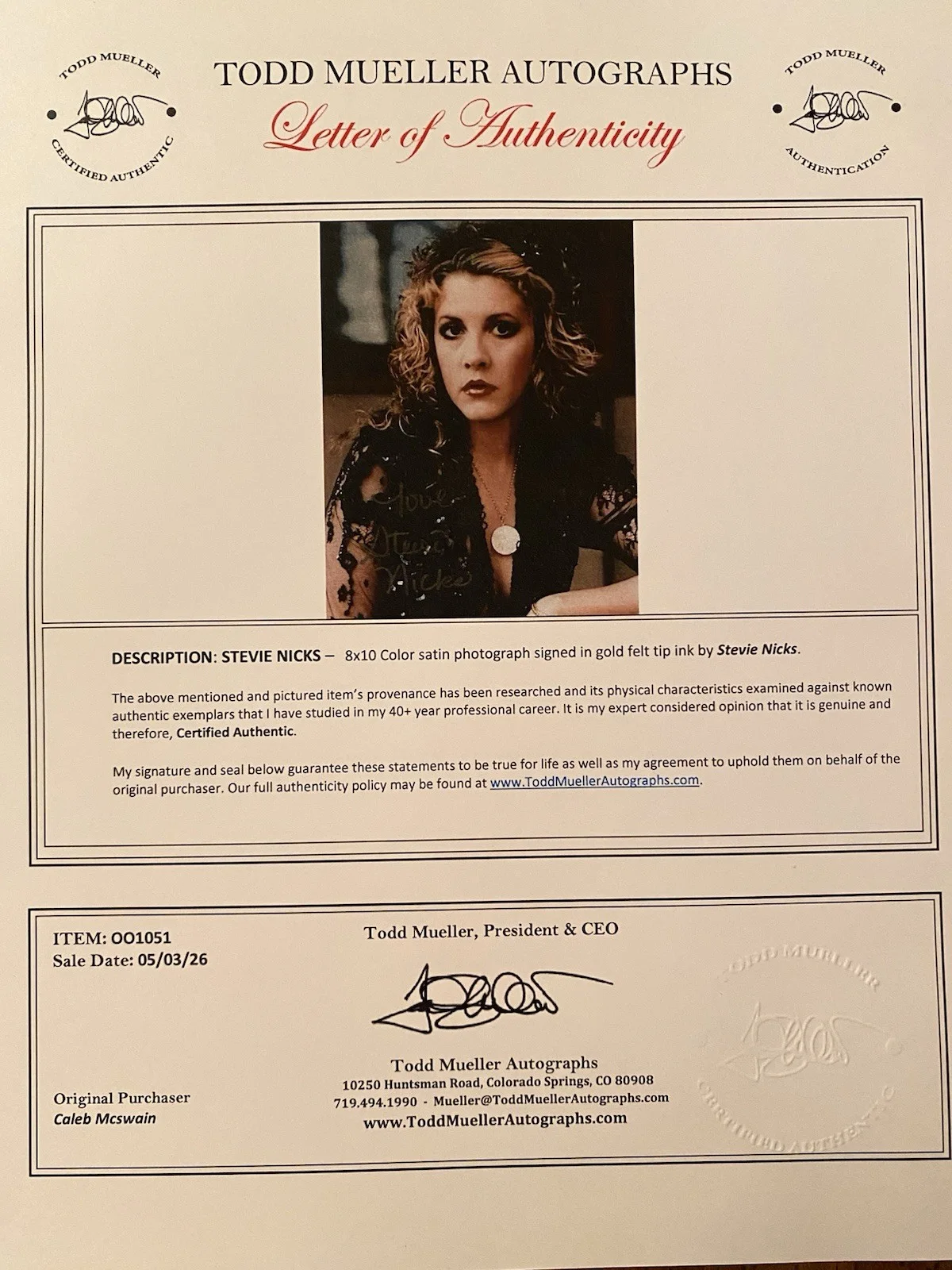 Stevie Nicks Signed Autographed 8x10 Photo With COA Fleetwood Mac Dreams Edge Of, изображение 4
