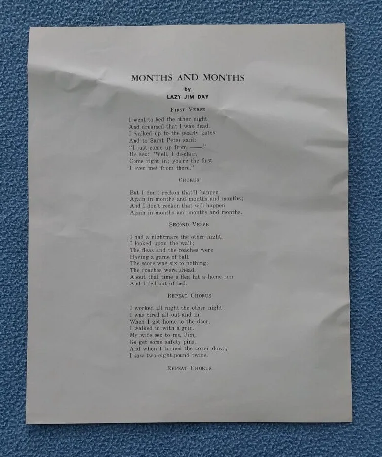 1954 original Lazy Jim Day SIGNED country hillbilly music WSM Nashville radio, изображение 3