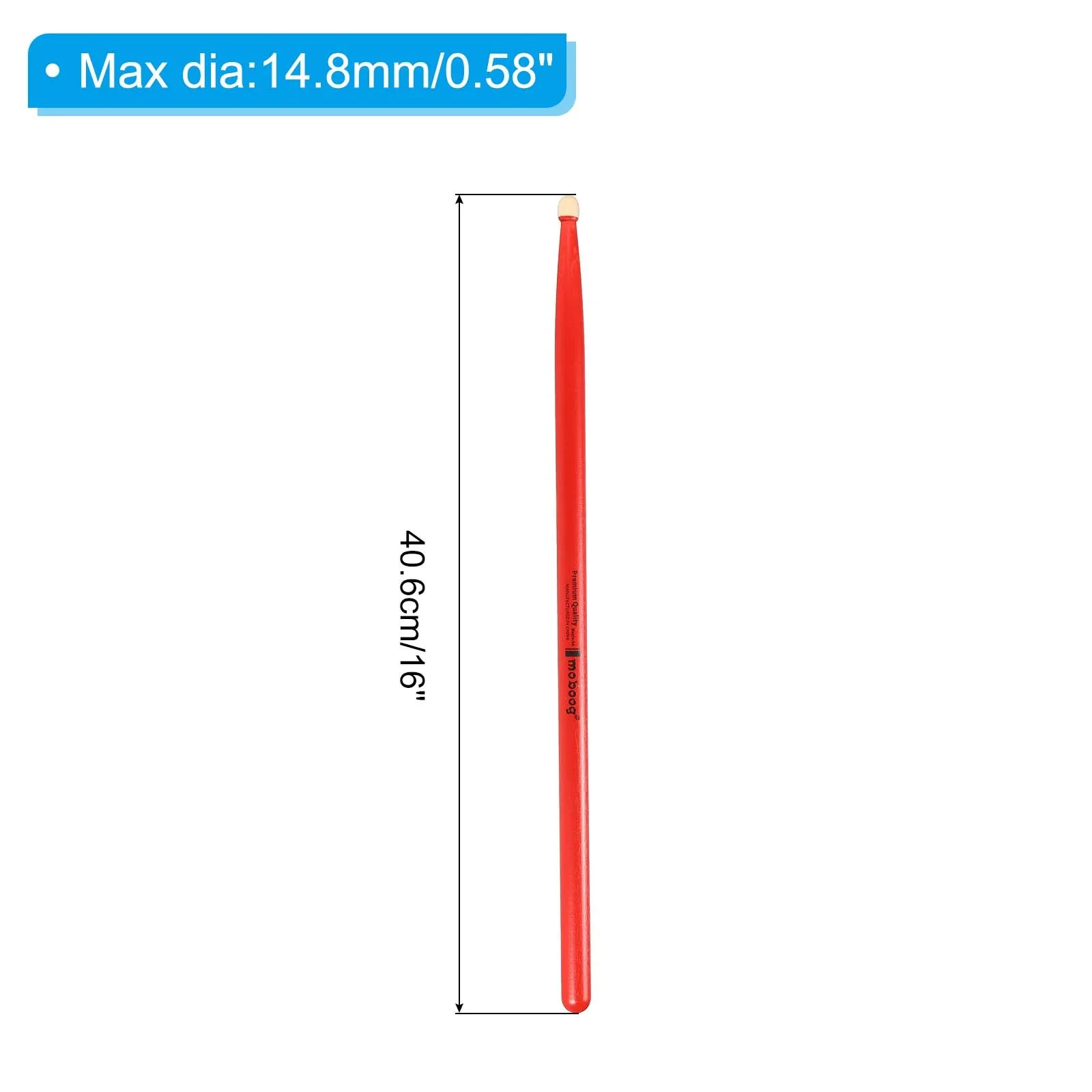 Maple Wood Drumstick Anti Slip Drum Stick 5A Red 1 Pair for Drumming Musical, изображение 2