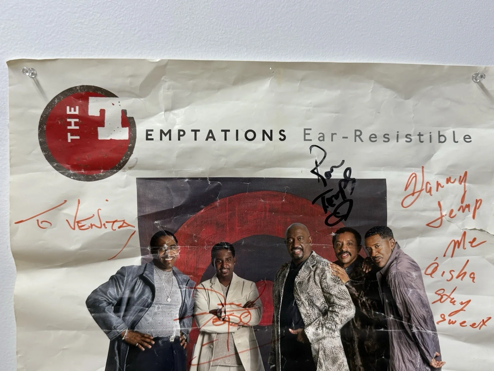 Signed The Temptations Poster Ear-Resistible Motown Autographed Band 2000, image 2