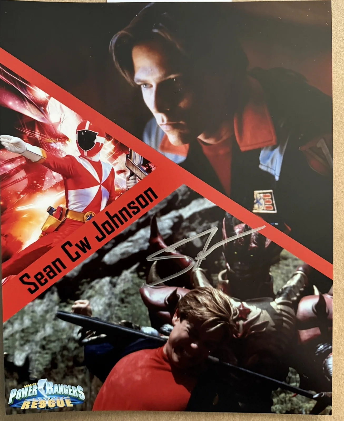 JASON FAUNT — Power Rangers Lightspeed Rescue signed 8x10 set of 3 Red, Yellow and Pink, изображение 2