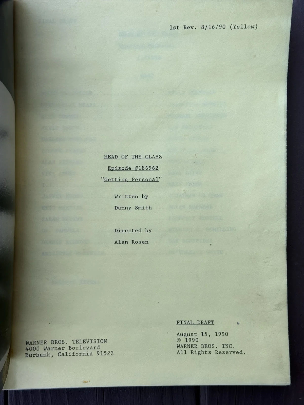Dan Frischman — Vintage 1990 Head Of The Class Signed Script WB Studio Photos With Provenance, image 4