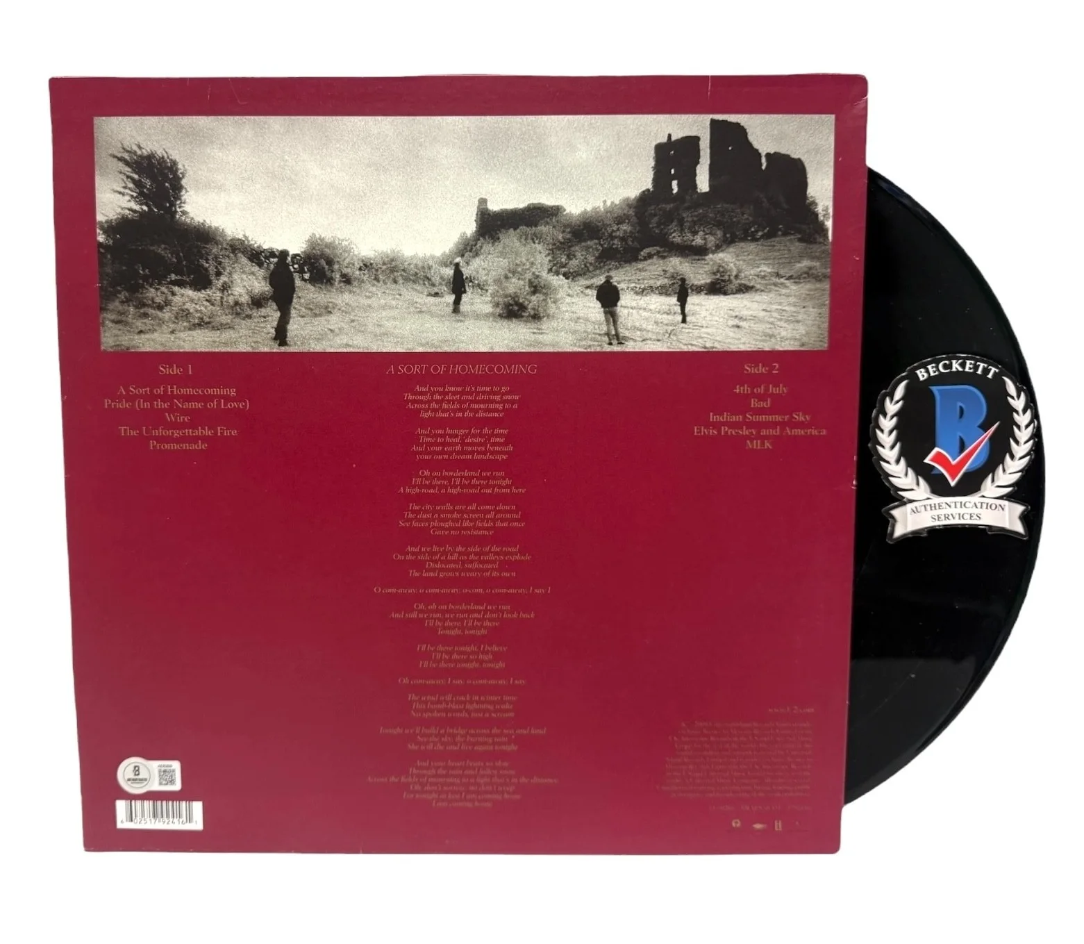 BONO SIGNED AUTOGRAPH U2 THE UNFORGETTABLE FIRE ALBUM LP VINYL BAS BECKETT, image 2