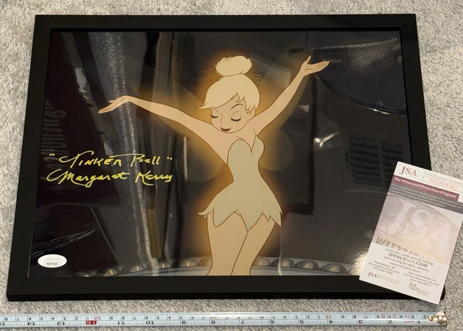 Margaret Kerry — Margaret Kerry hand signed Disney Tinkerbell 11x14 photo - framed - JSA COA, изображение 2