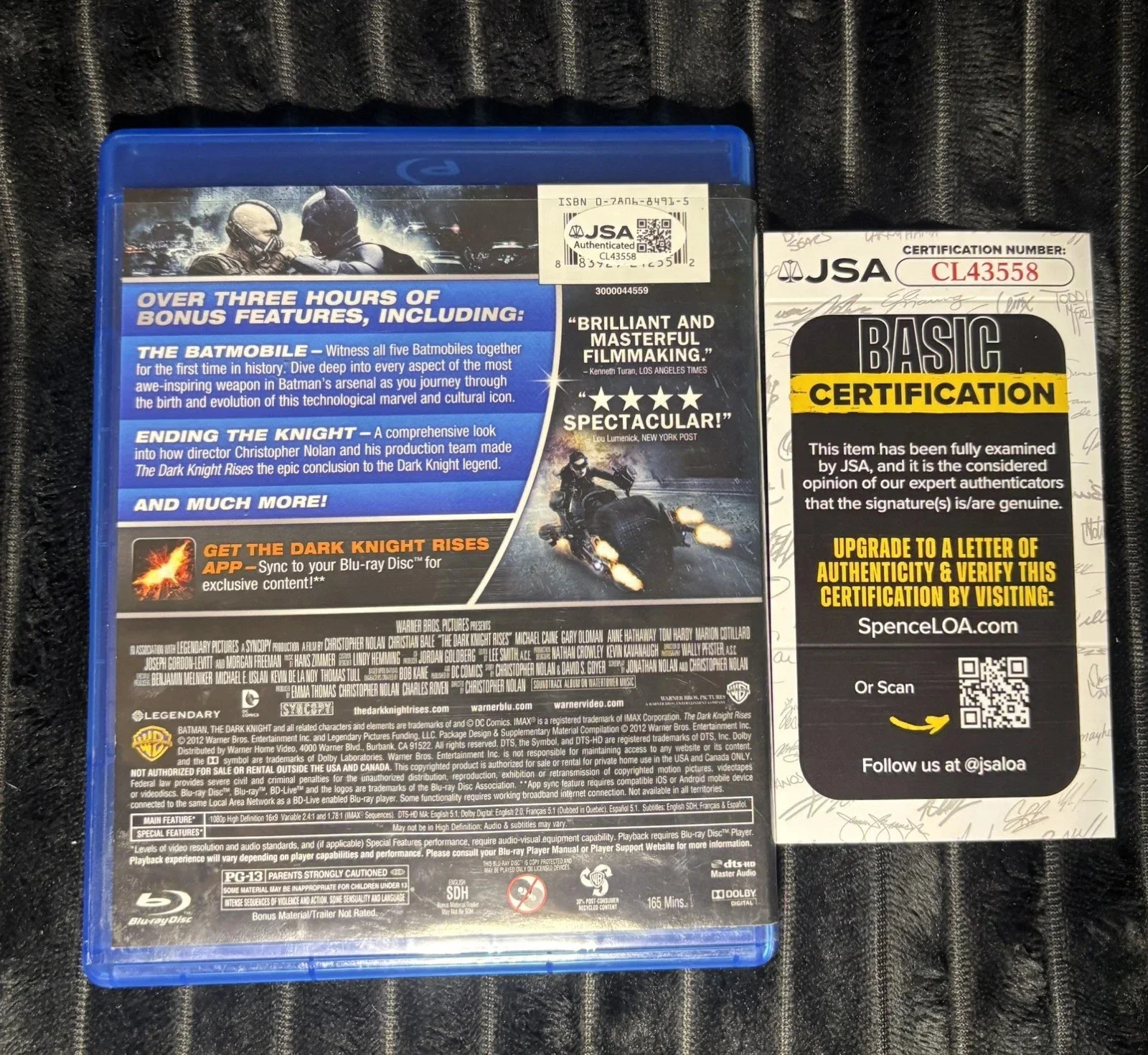 CHRISTIAN BALE — CHRISTIAN BALE SIGNED The Dark Knight Rises dvd Blu-ray cover Batman JSA COA gem, изображение 3