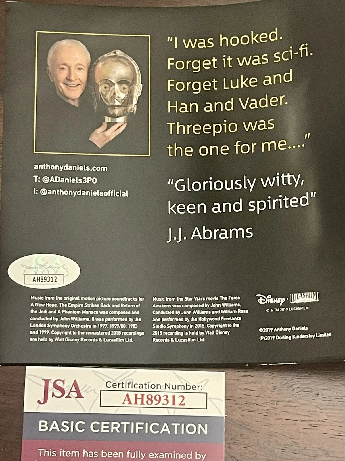 C0-30 — Anthony Daniels I Am C-3PO Star Wars Signed Autographed Audiobook JSA COA, изображение 4