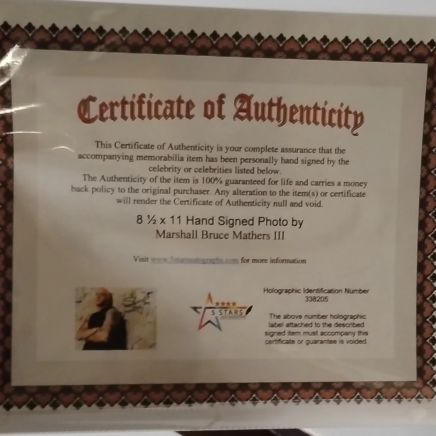 Slim Shady D12 Autographed Original Photo 8.5x11 w/ Certificate & Holographic ID, изображение 4