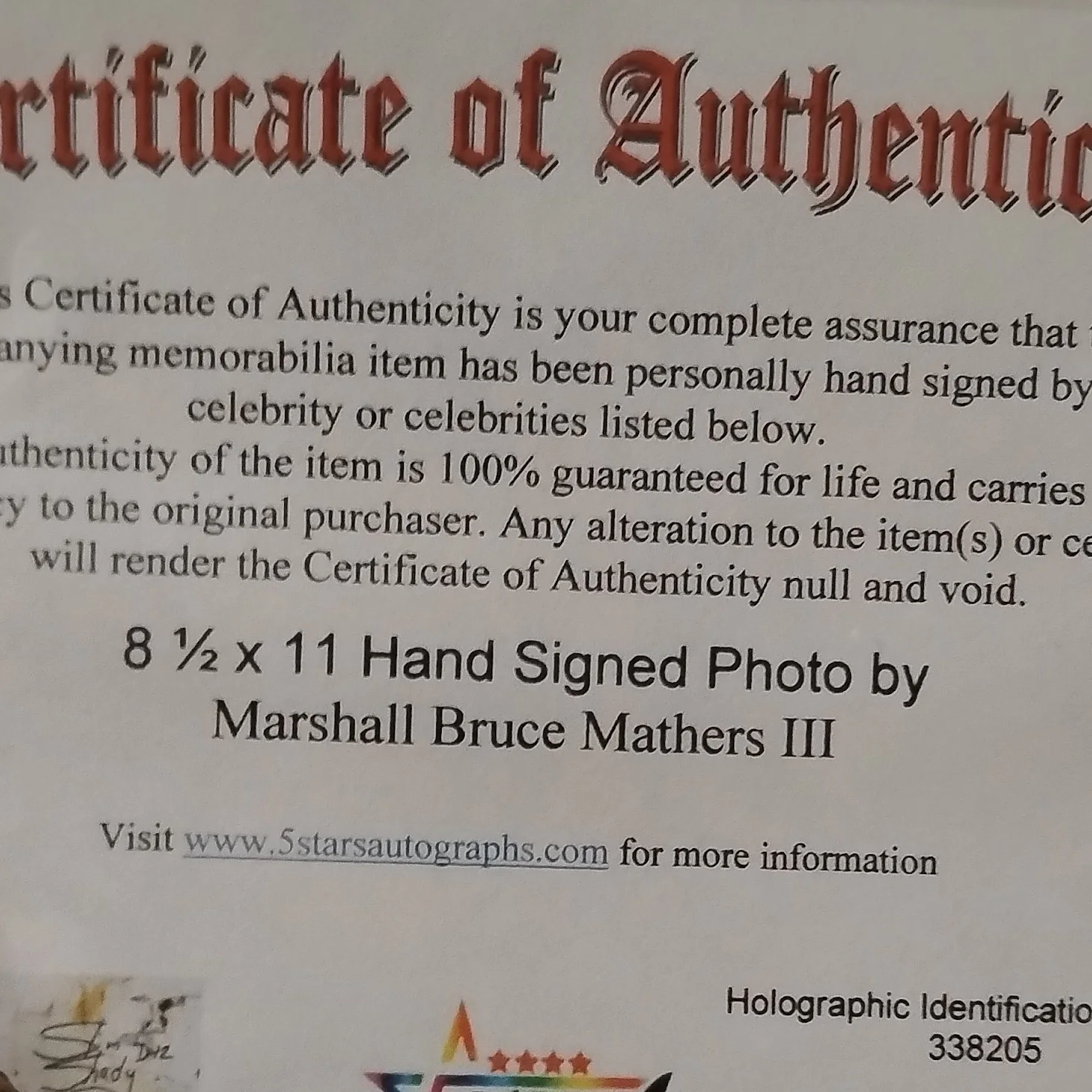 Slim Shady D12 Autographed Original Photo 8.5x11 w/ Certificate & Holographic ID, изображение 5