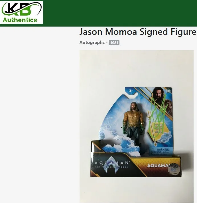 JASON MOMOA — JASON MOMOA SIGNED AQUAMAN FIGURE COA, image 2