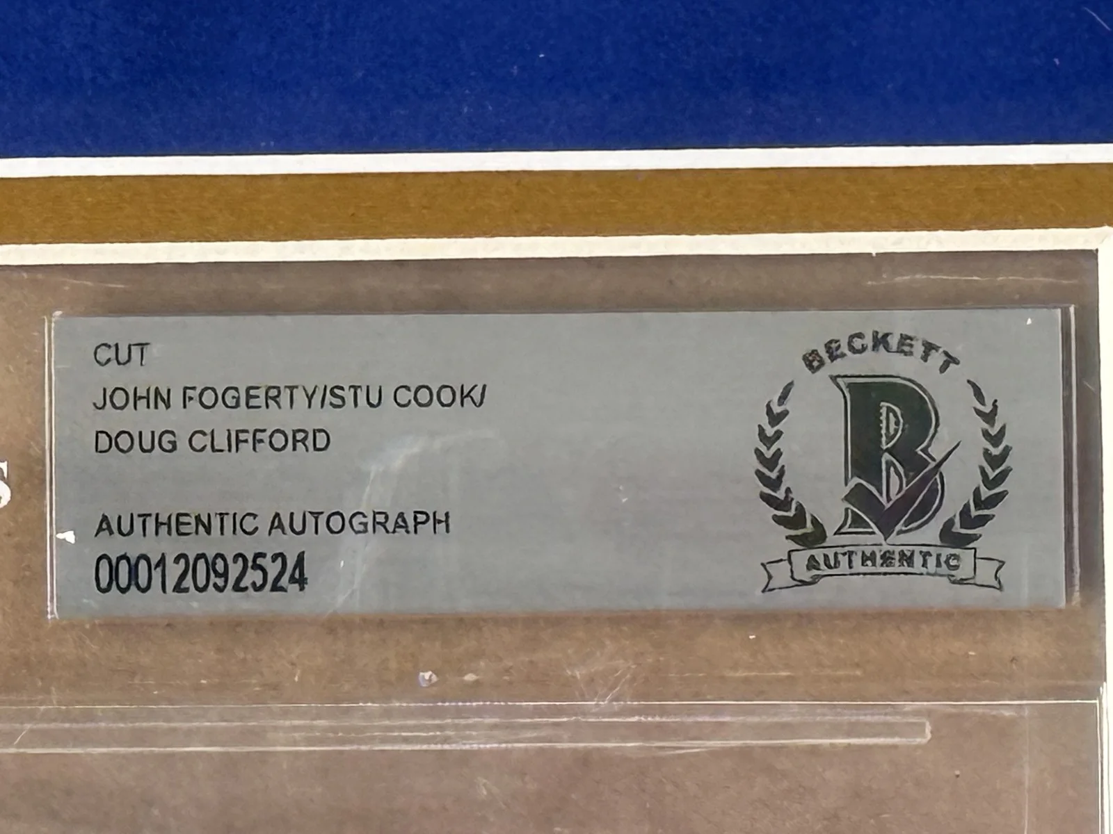 John Fogerty Stu Cook Doug Clifford Signed Autographed Cut CCR Framed BAS, image 3