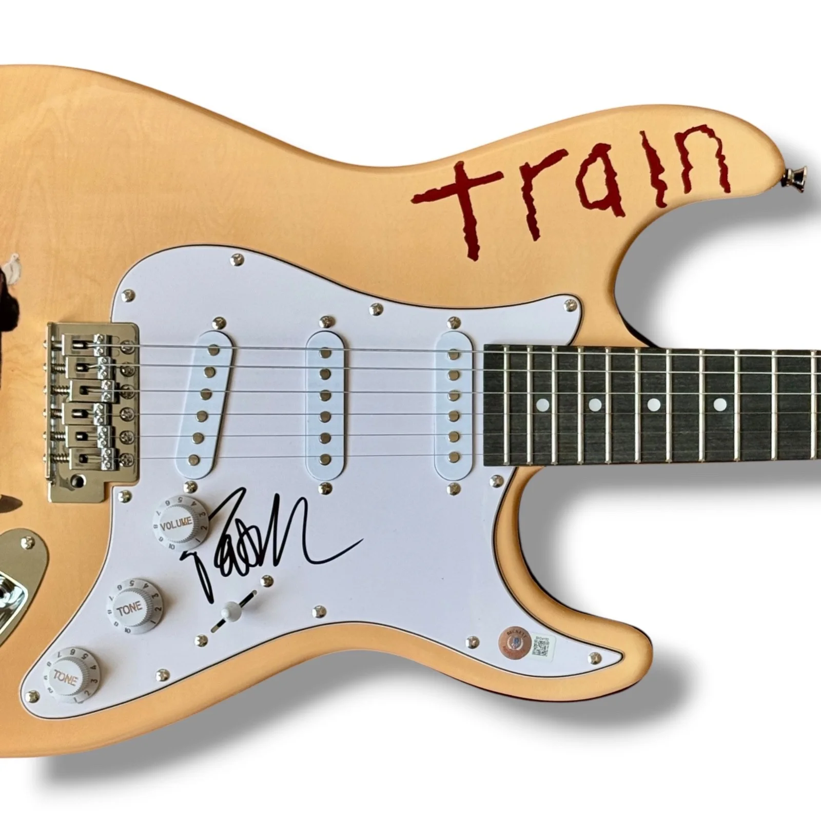 Pat Monahan Signed Guitar Custom Graphics Beckett COA Train Drops of Jupiter, изображение 2