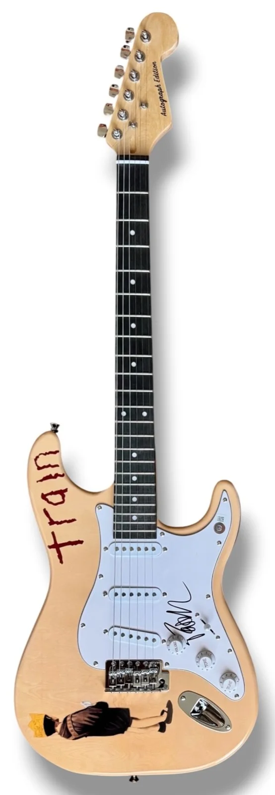Pat Monahan Signed Guitar Custom Graphics Beckett COA Train Drops of Jupiter, изображение 3