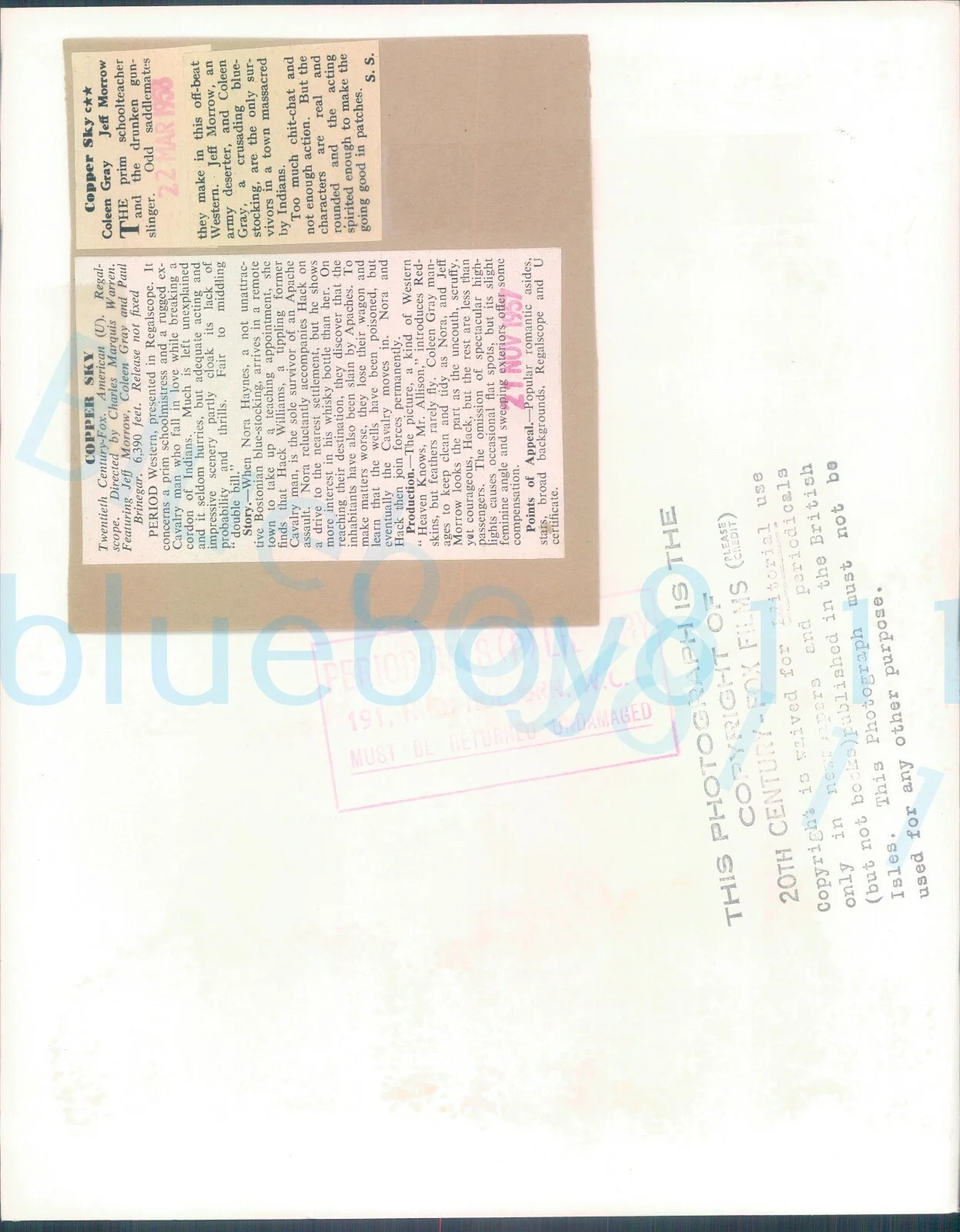 Press photo 1957 Copper Sky 10*8" Scene still, image 2