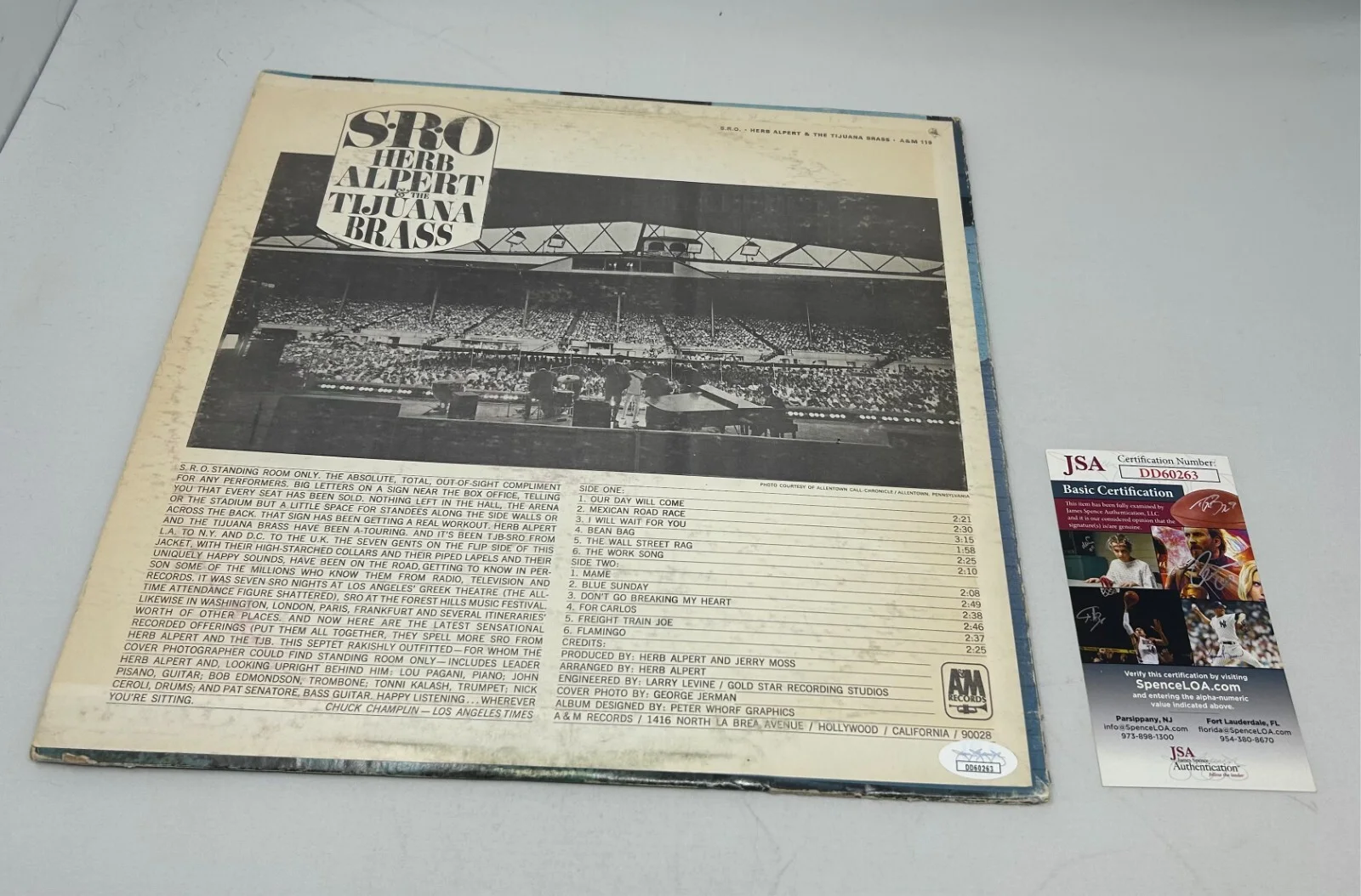 Herb Alpert signed SRO Album JSA COA, image 2