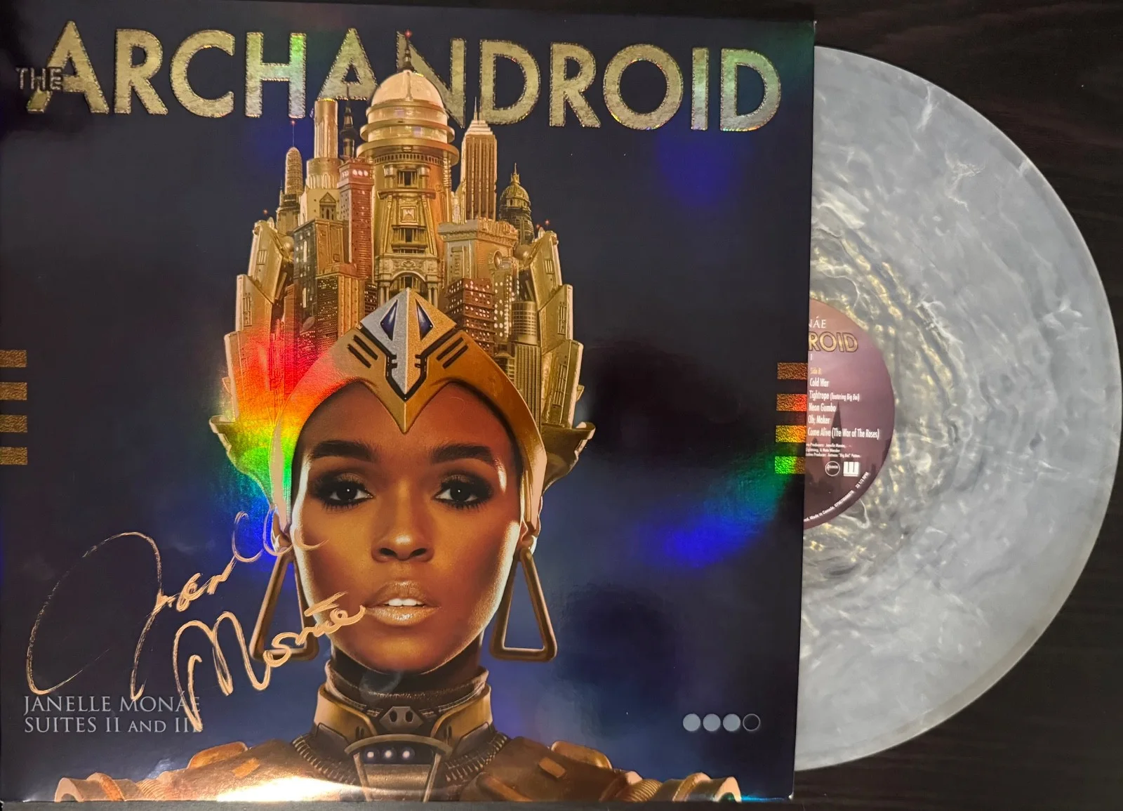 Janelle Monae signed The Archandroid 12" lp album COLOR VINYL PHOTO PROOF, изображение 2
