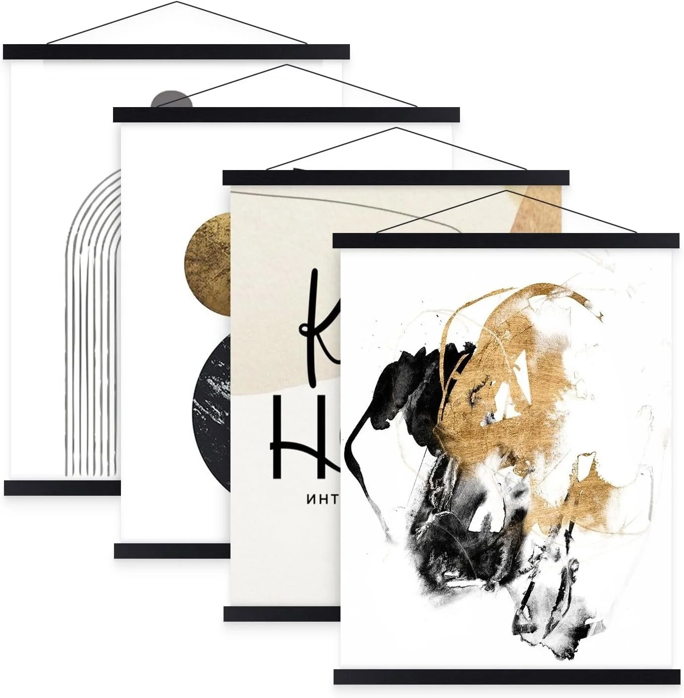Stylish 4 Pack Black Wooden Poster Frames with Strong Magnets - Easy Wall Mount, image 3