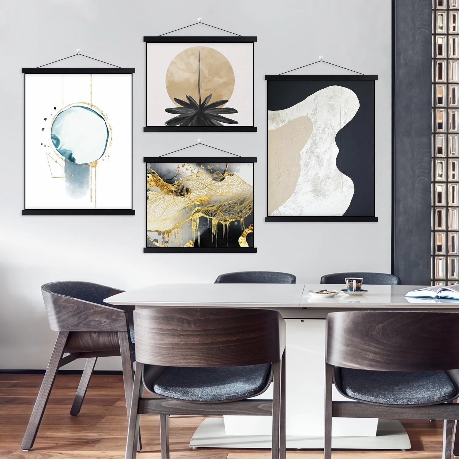 Stylish 4 Pack Black Wooden Poster Frames with Strong Magnets - Easy Wall Mount, image 4