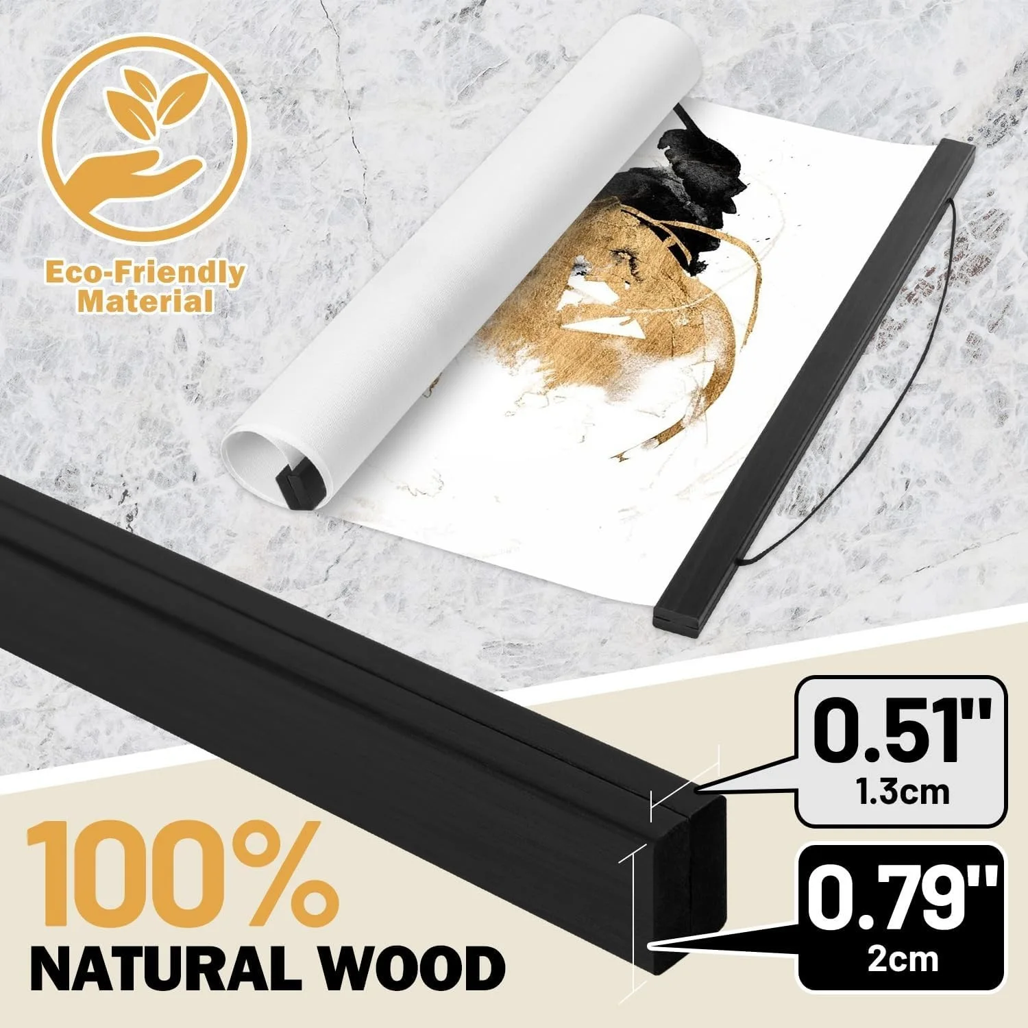Stylish 4 Pack Black Wooden Poster Frames with Strong Magnets - Easy Wall Mount, image 5