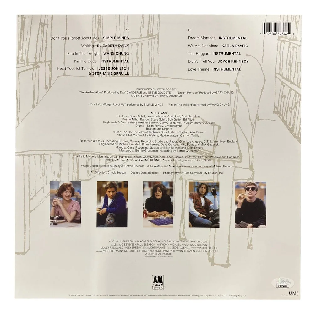 Molly Ringwald — Molly Ringwald Signed The Breakfast Club Vinyl Record JSA WB072006, image 3