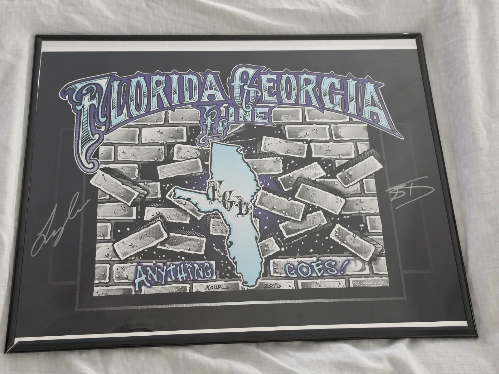 🎸 Florida Georgia Line Signed 2015 Anything Goes Tour Poster 🖊️🔥, image 2