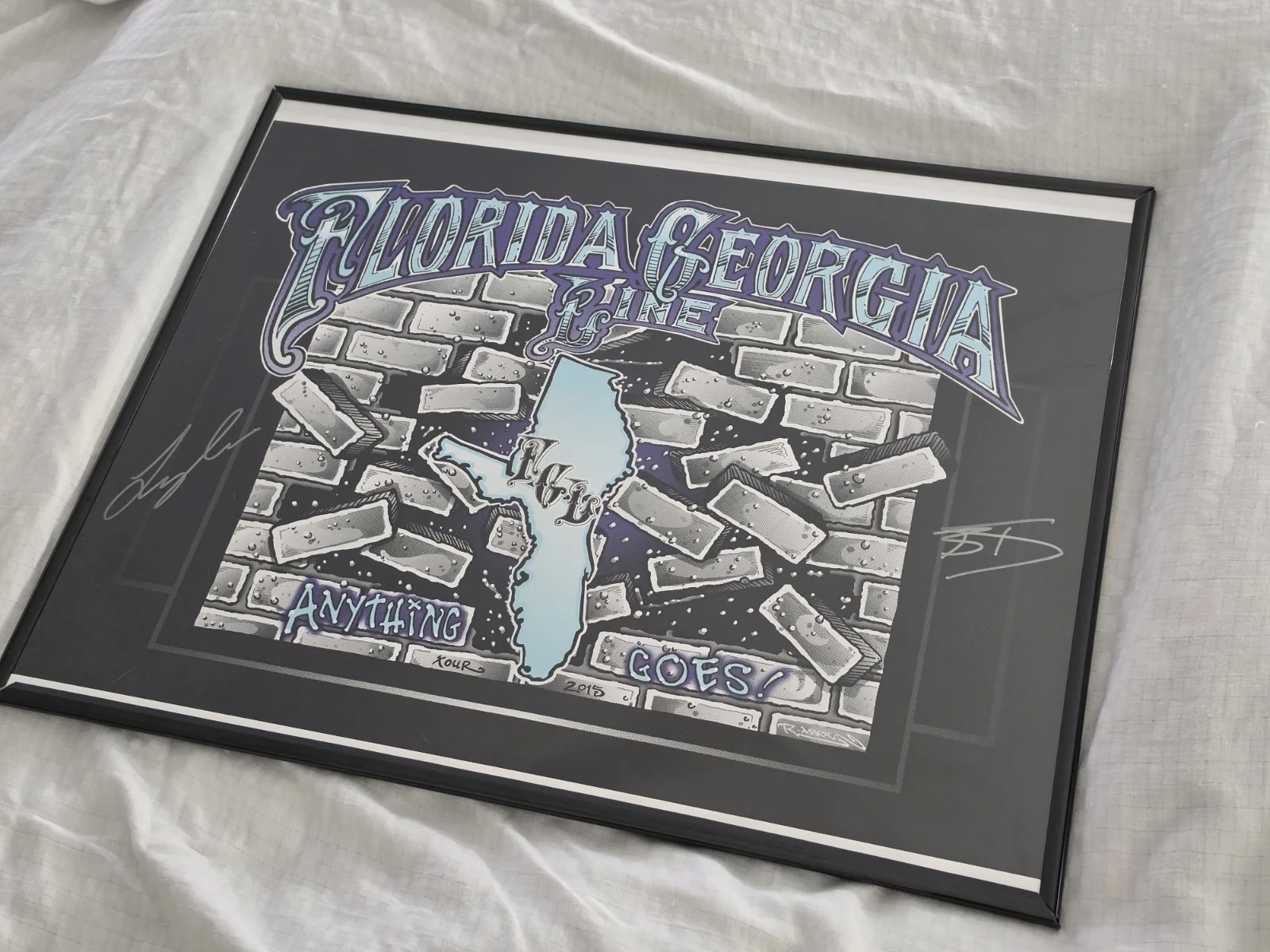 🎸 Florida Georgia Line Signed 2015 Anything Goes Tour Poster 🖊️🔥, image 3