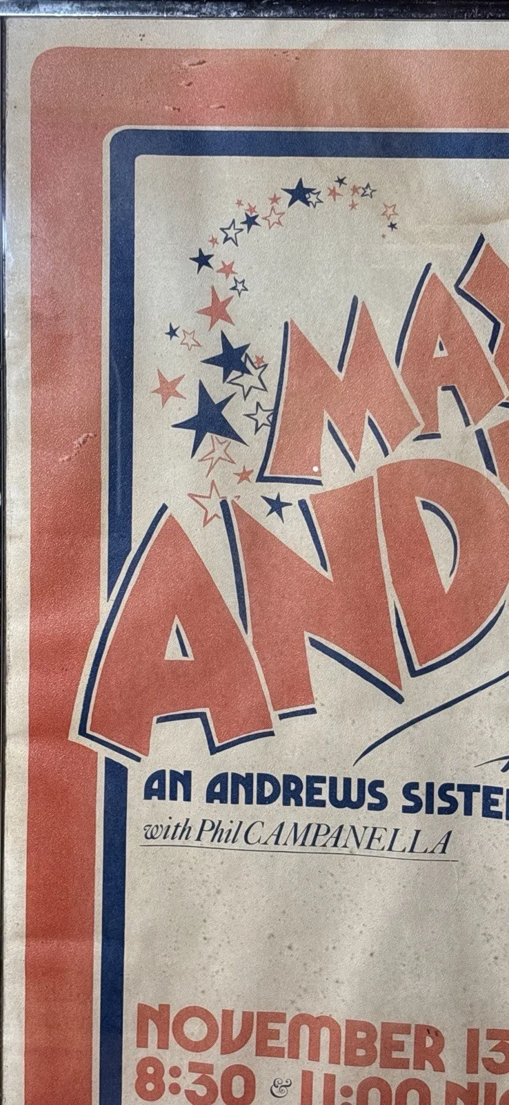 R Olson — Vintage 1979 Maxene Andrews Reno Sweeney NYC Poster Signed R Olson Framed, image 4