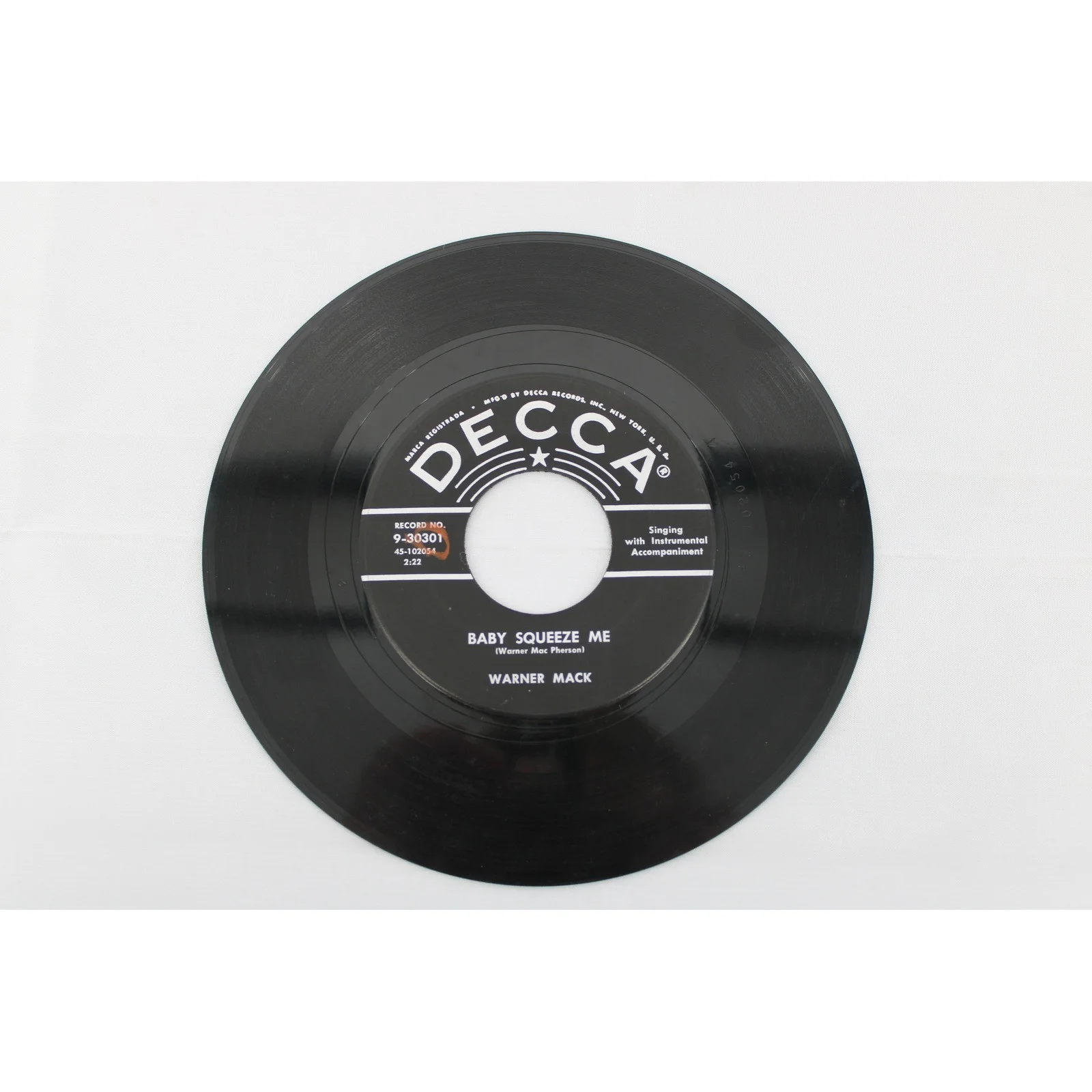 Warner Mack Is It Wrong Baby Squeeze Me Decca 9-30301 45 RPM Vinyl Record Single, изображение 3