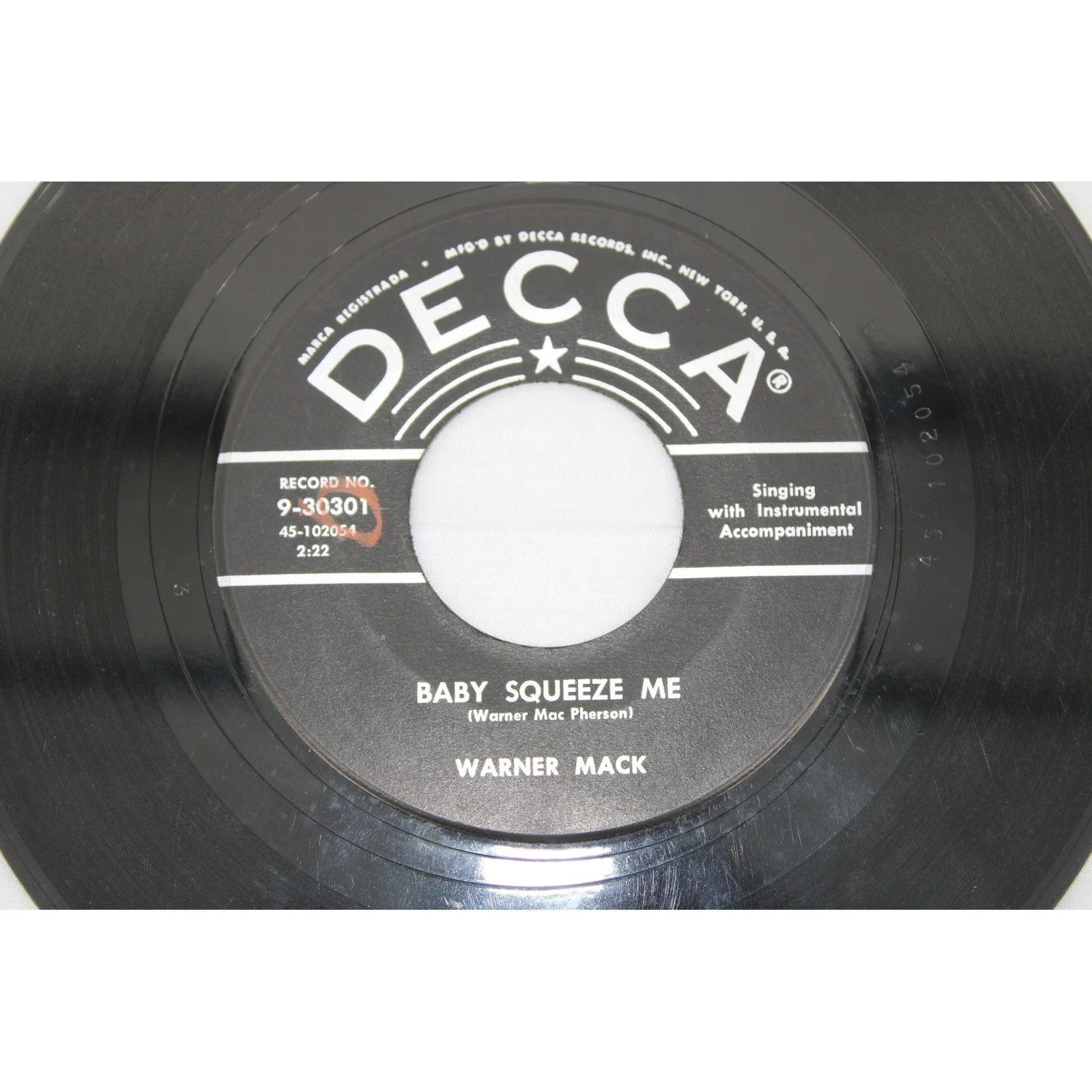 Warner Mack Is It Wrong Baby Squeeze Me Decca 9-30301 45 RPM Vinyl Record Single, изображение 4