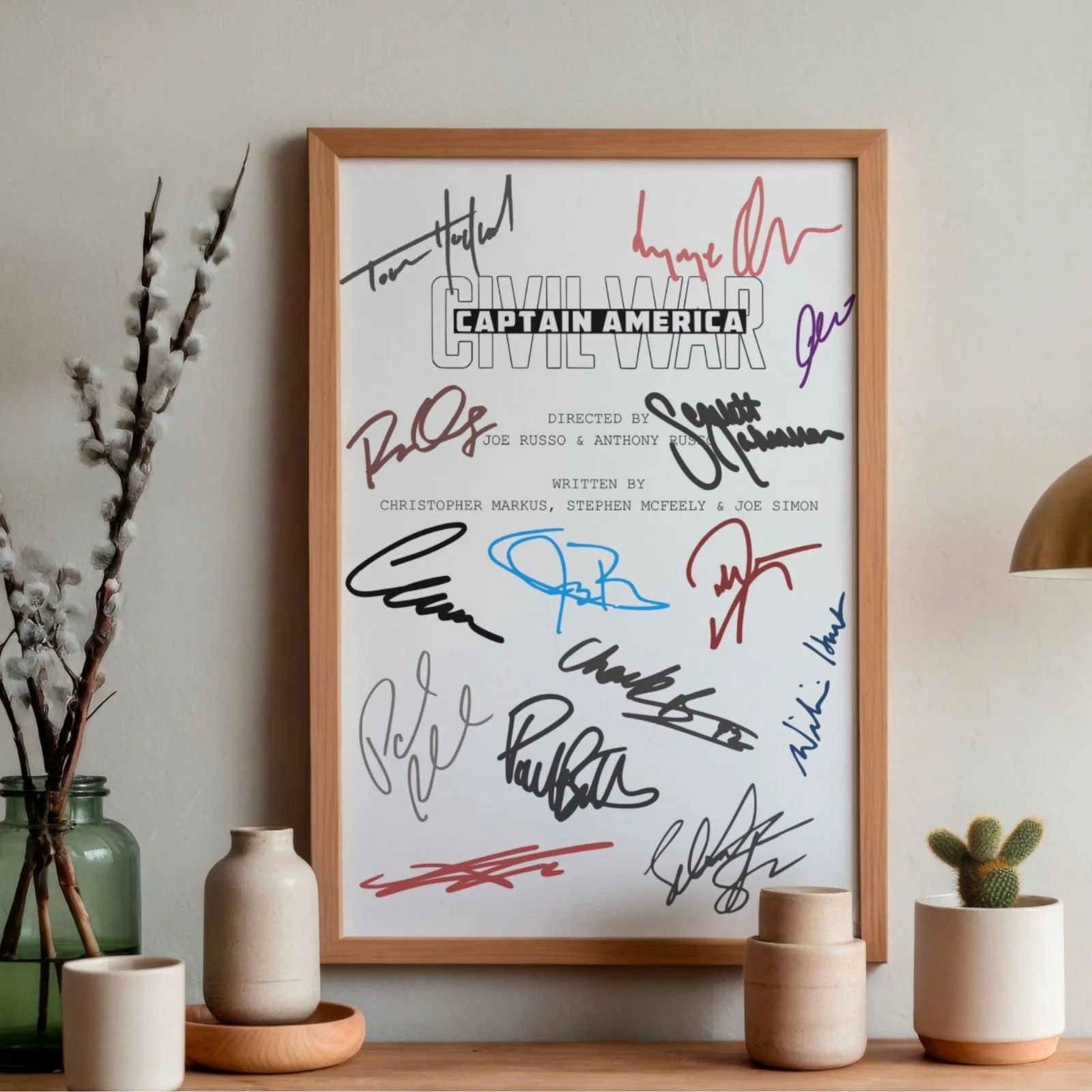 Captain America Civil War Inspired Poster A4 Pre-Printed Autograph Script Style, image 2